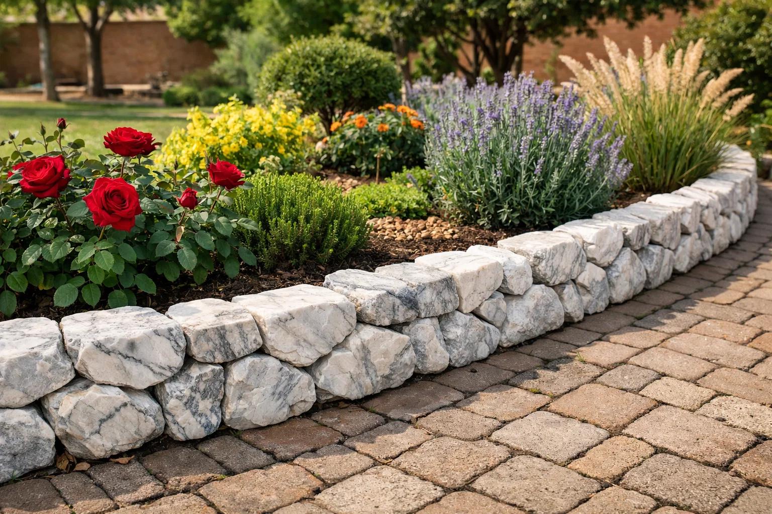 آموزش سنگ چینی دور باغچه 